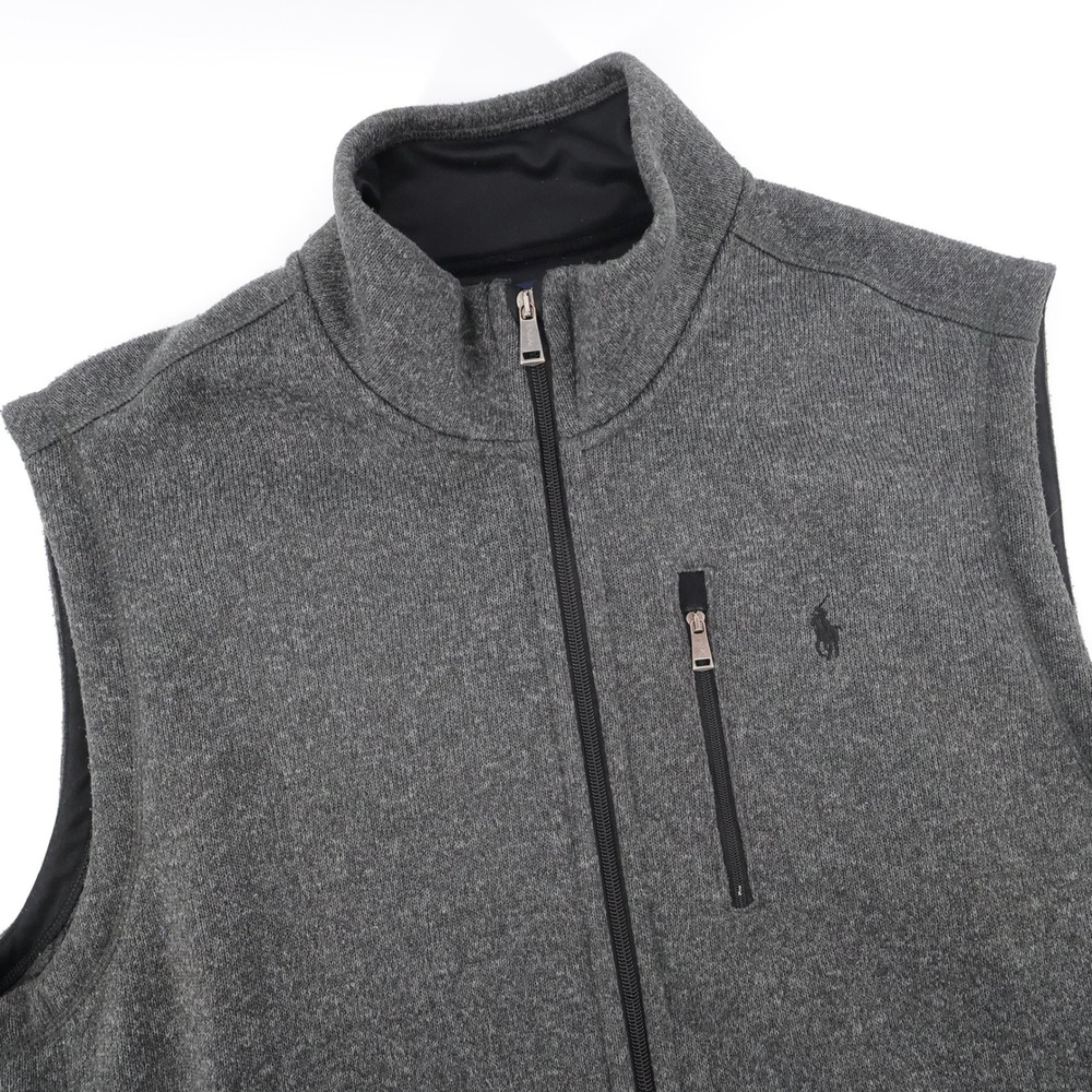 Polo Ralph Lauren Full Zip Fleece Vest Gray Sleeveless Mens XL